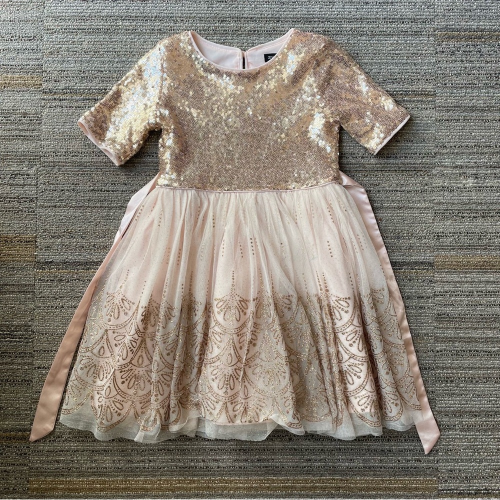 ZUNIE sequin and tulle party dress - Blush - size 5